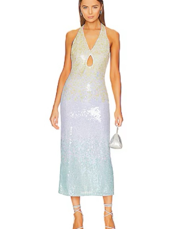 Yaura Dresses & Skirts - YAURA Kitan Dress Ombre Sequin Midi Dress Black Tie Cocktail Wedding Guest